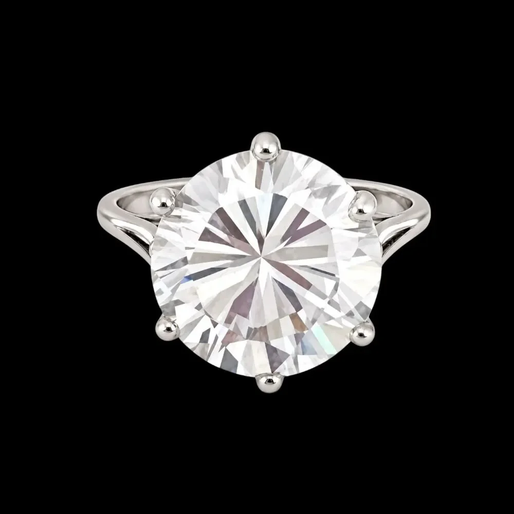 Vintage 1970s Ring Size 6 Uncas CZ Solitaire Round Cut White Gold Plated - 14S